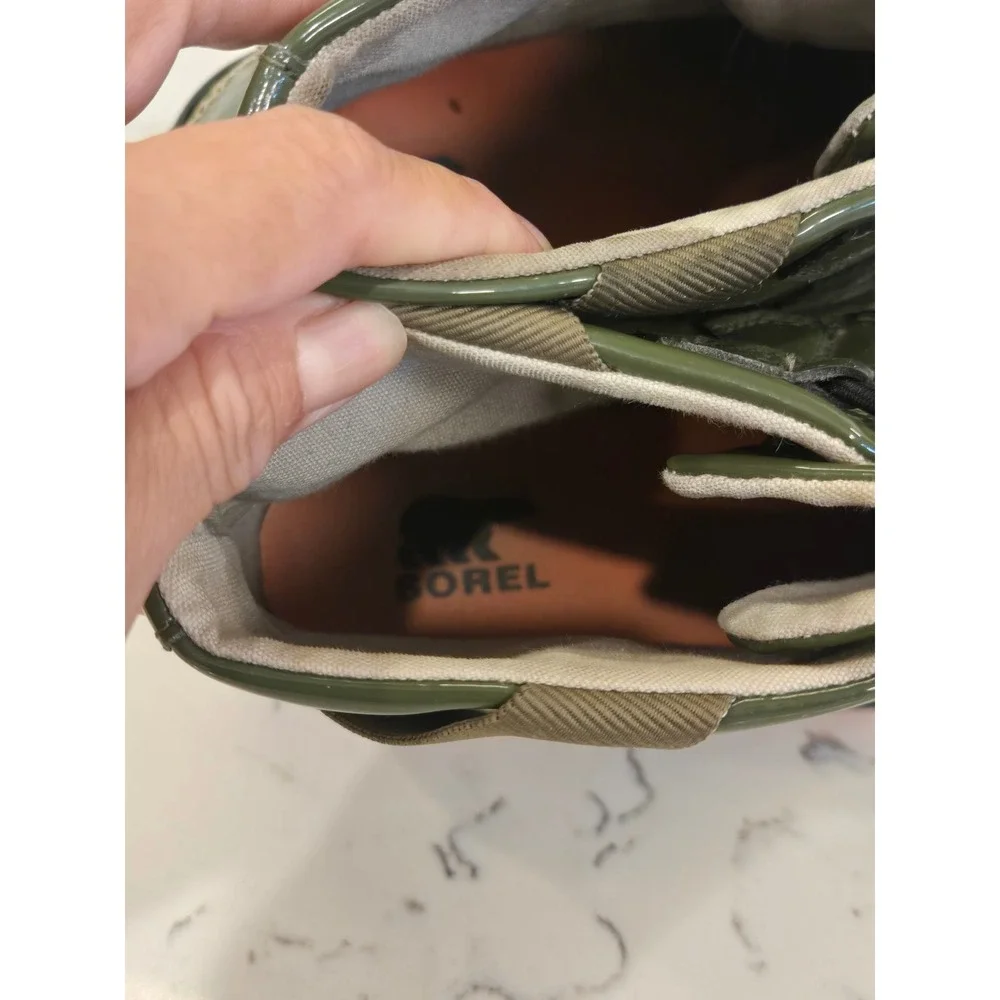 Sorel Out N About Rain Boots Waterproof Olive Green Orange  Womens 7.5